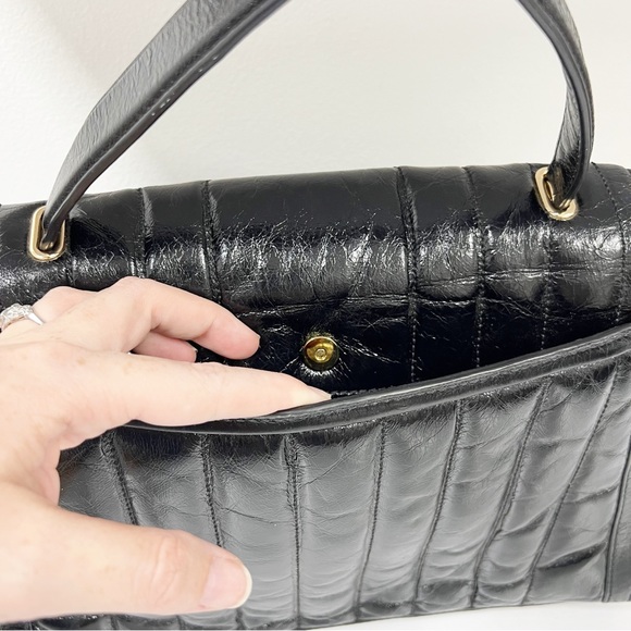 Michael Kors Whitney Large Quilted Crackle Leather Satchel Black - Picture 10 of 13
